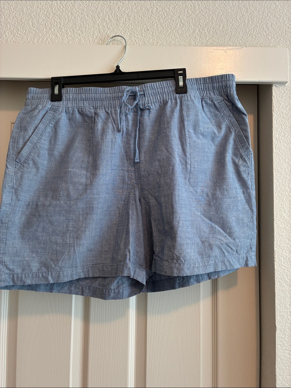 Talbots Light Blue Drawstring Linen-Blend Shorts